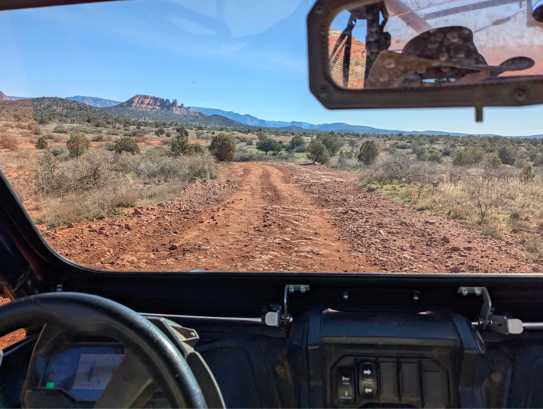 Sedona red rock landscape viewed from UTV off-road trail
