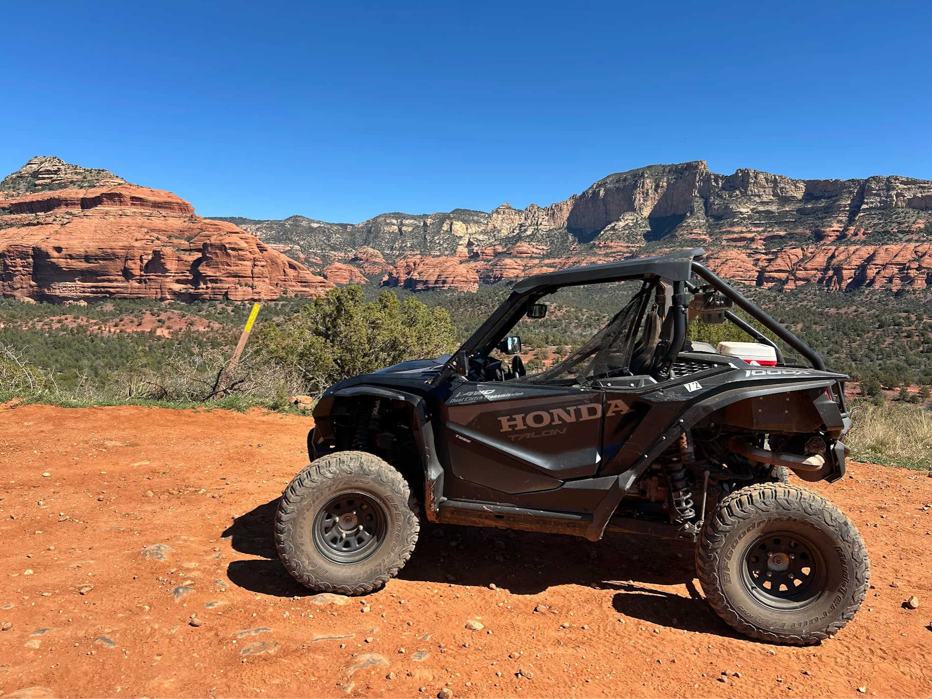 Sedona red rock landscape viewed from UTV off-road trail